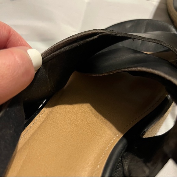 Black Espadrille Platform Sandals / Wedge Heels, Very Slight Heel, Size 11.5 W - Picture 11 of 12